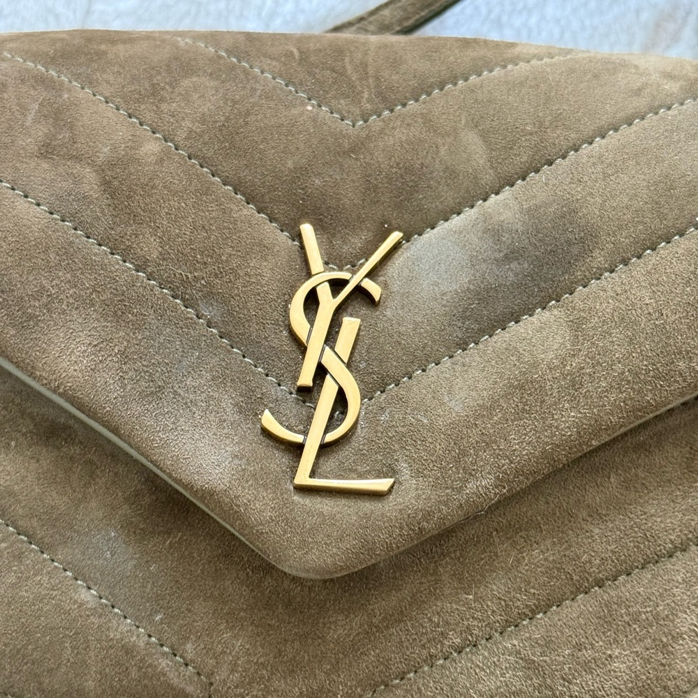 Saint Laurent Toy LouLou Khaki Suede Crossbody Bag - Picture 4 of 10